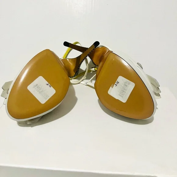 Pollini White Fringe leather Heeled Sandals - Picture 5 of 7